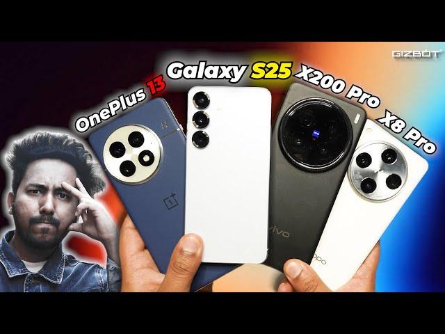 OnePlus 13 vs Samsung S25 vs Vivo X200 Pro vs Oppo Find X8 Pro ️ War of Processors