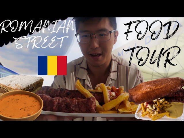 ROMANIAN STREET FOOD TOUR  - MICI, Gogosi, Apple Pie + GRILLED ROMANIAN CHICKEN in Sibiu, Romania!