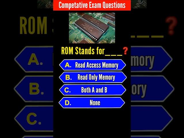 ‍ROM Stands For ? || General knowledge for all competative example || #gkquiz #shorts #computer