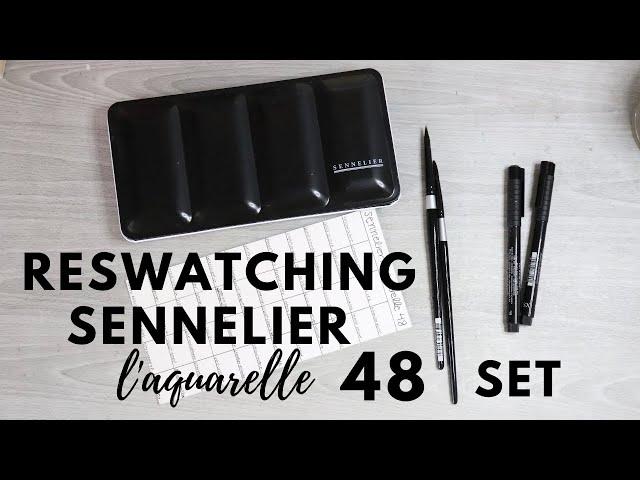 Re-Swatching Sennelier l'Aquarelle 48 Half Pan Watercolor Set, Painting and Chatting!