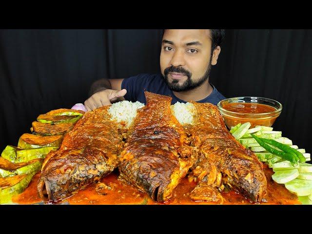 3 BIG WHOLE FISH CURRY, BRINJAL FRY, RICE, SALAD, CHILI, ONION ASMR MUKBANG EATING SHOW| #LiveToEATT