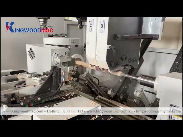 Máy tiện gỗ CNC thay dao tự động + chà nhám