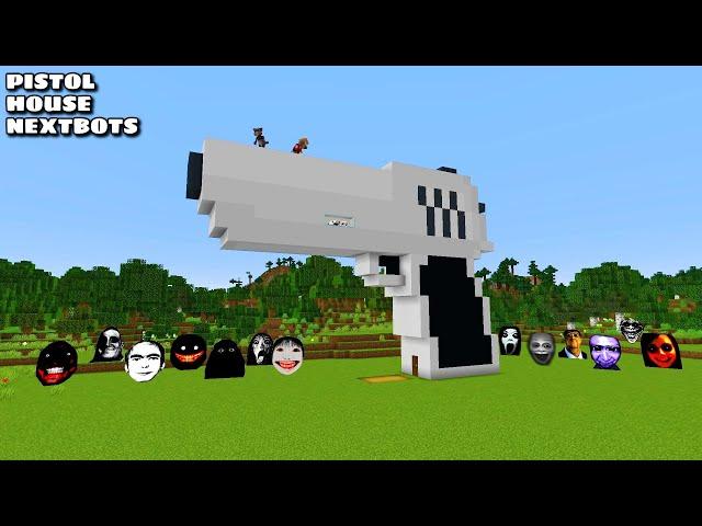 SURVIVAL DESERT EAGLE GUN HOUSE VS 100 NEXTBOTS in Minecraft - Gameplay - Coffin Meme