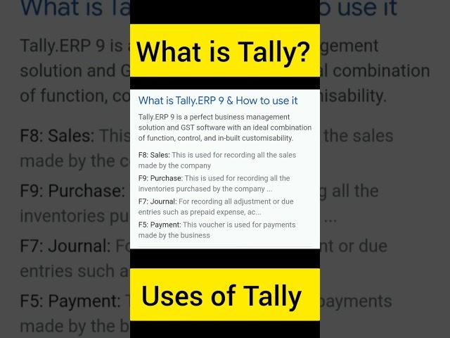 What is Tally & It's Uses! Shortcut Keys of Tally ! #tally #shorts #shortsfeed #tallyerp9 #shortfeed