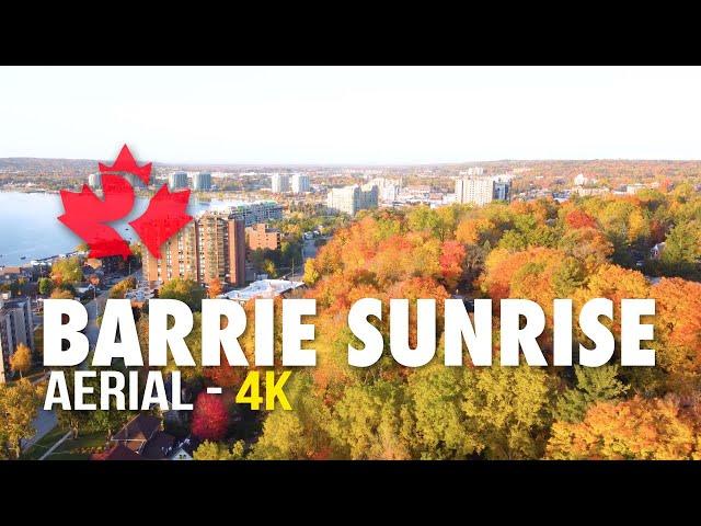 Barrie Ontario Sunrise 4k continuous aerial footage