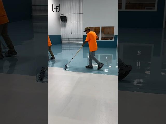 BLUE EPOXY Flooring Install! #satisfying