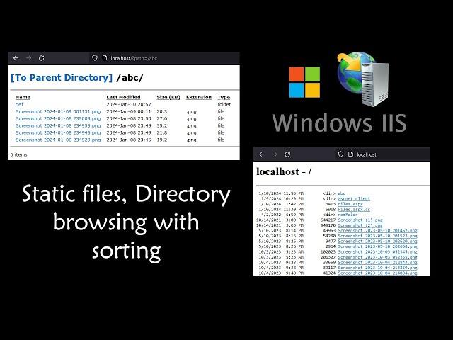 Static file hosting and directory browsing in IIS