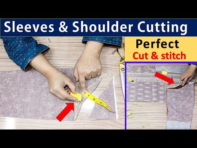 Shirt Sleeves and Shoulder Cutting full Method || Shirt cutting tutorial  #fariideas #kameez #Shirt