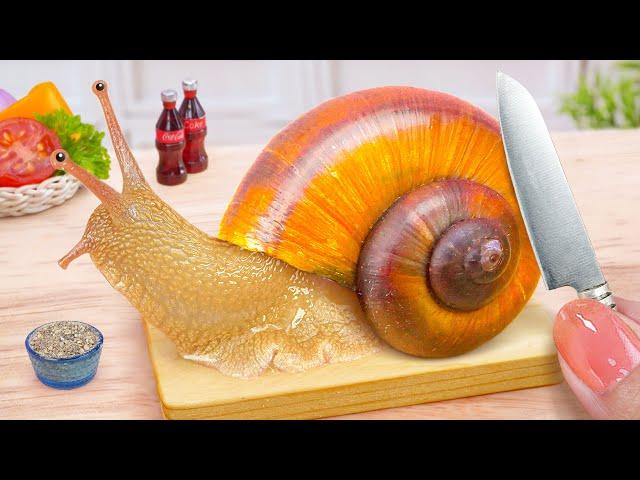 How To Catch And Cook Miniature French Snail Escargot with Coca Cola  Top Of Tina Mini Cooking