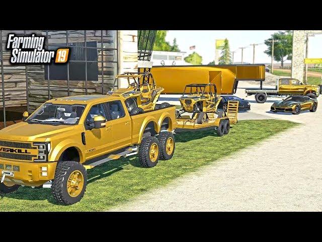 $750,000 ALL GOLD, LUXURY VEHICLE PACKAGE! CUSTOM F-550, RAZOR, LAMBO & MORE | FS19