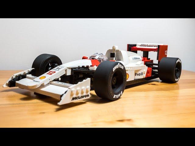 Lego Icons set 10330 - Ayrton Senna McLaren MP4/4 speedbuild and review with 3D printed wheels.