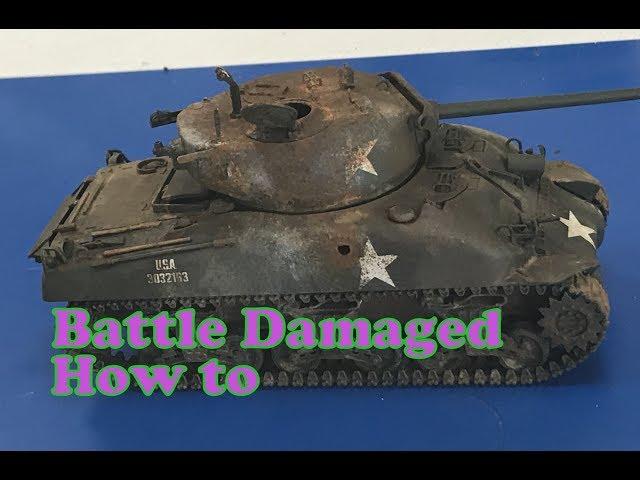 Painting and weathering knocked out damaged 1/35 Armor models, M4 Sherman