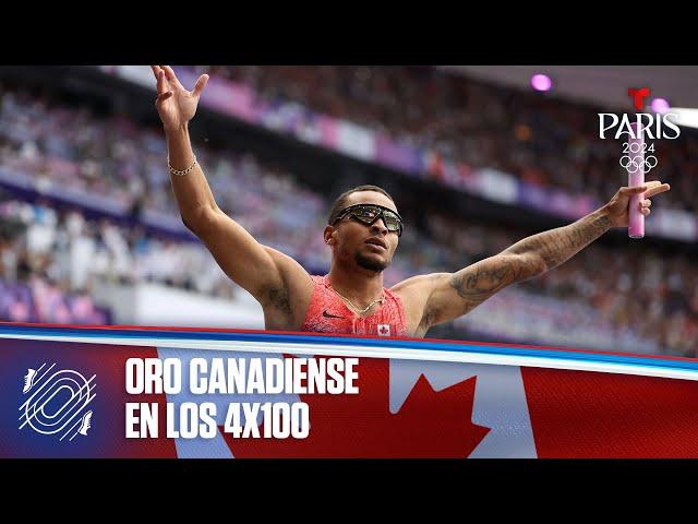 Oro para Canadá en los 4x100 relevos masculinos | Juegos Olímpicos París 2024 | Telemundo Deportes