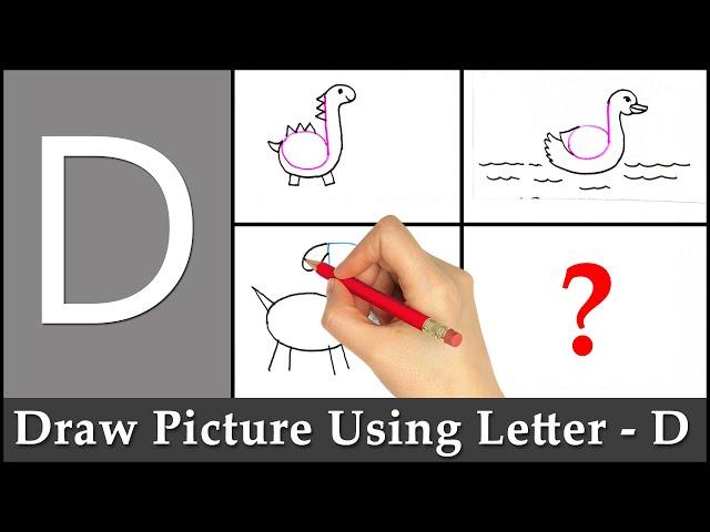 how to draw with letter D | draw animals with letters | draw dog with letters