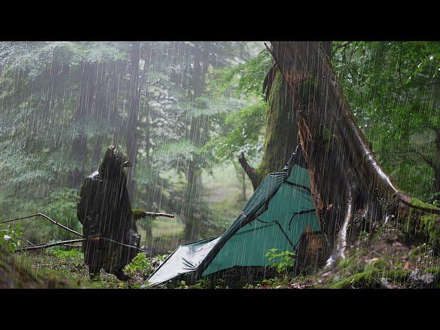 STRANDED IN A STORM - Solo Camping in 24 Hours of HEAVY RAIN Without a Tent