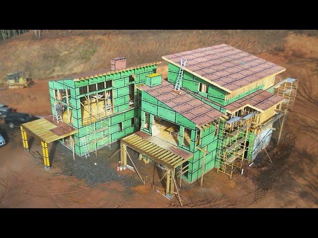 Construction of a MEGA sized Modern Home PT 56 | Pocket Door and Stair Framing