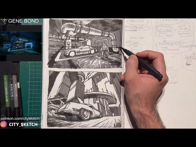 How to draw CYBERPUNK in perspective. New Year stream