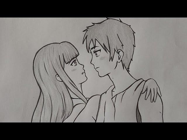 dessin très facile d'une rencontre de couple après très longtemps, ils se manquaient tellement.... 