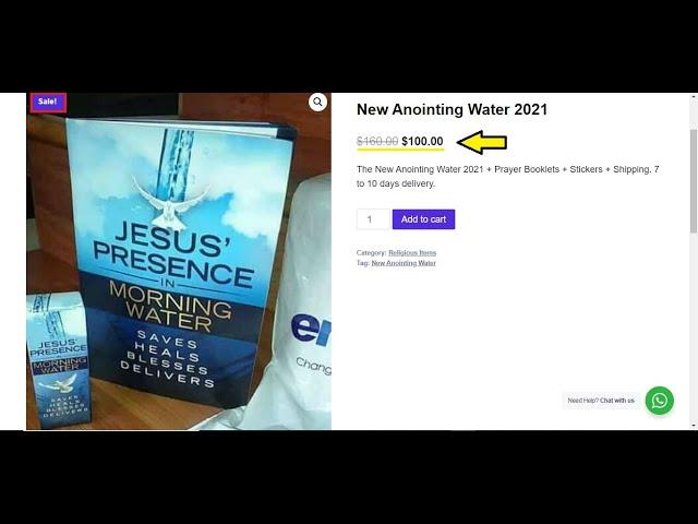 New Anointing Water Now Available! Only $100!