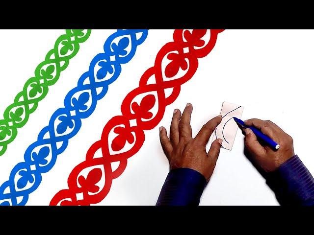 Easy paper border cutting designs | border design for bulletin board।কাগজের ফুল বানানো।