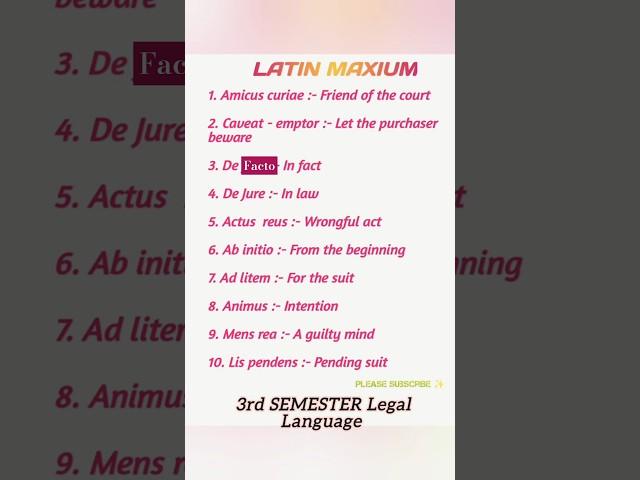 IMPORTANT MAXIUM LEGAL LANGUAGE & LEGAL WRITING | #shorts #maxim #english #legal #yt