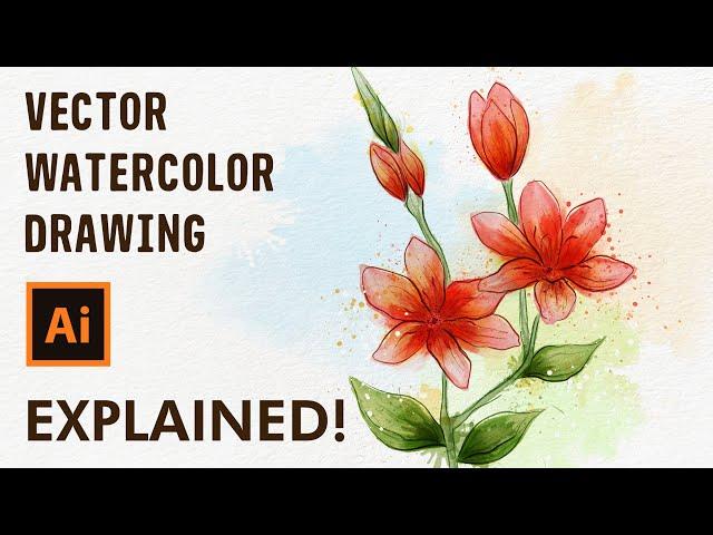 How to draw Watercolor Flowers - Adobe Illustrator Drawing Tutorial