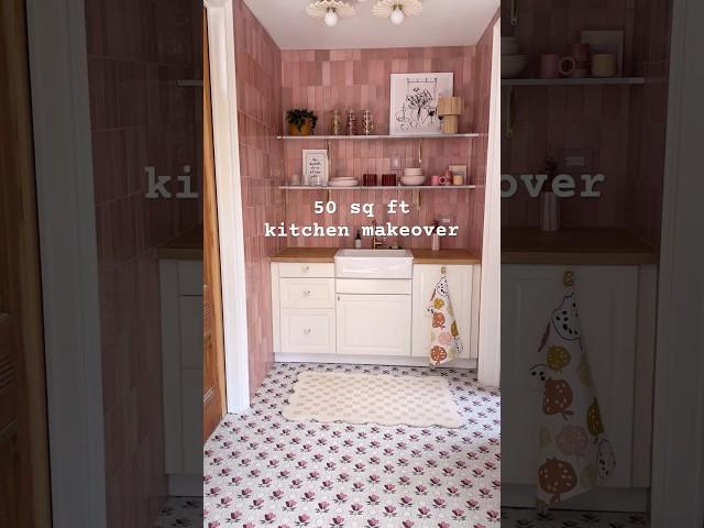 the pink tiled kitchen of my dreams 🫶 #diy #kitchenreno #kitchenette