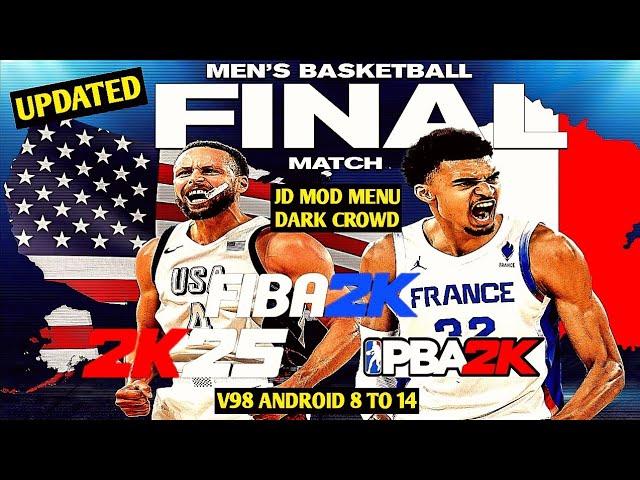 NBA 2K25 ANDROID USA VS FRANCE PARIS OLYMPICS FINAL IN A DARK CROWD GAMEPLAY V98 UPDATED