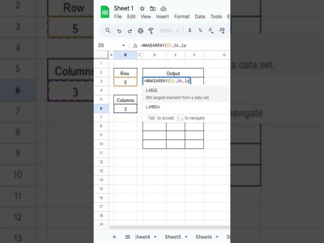 How to Use  MAKEARRAY & LAMBDA function in Google sheet