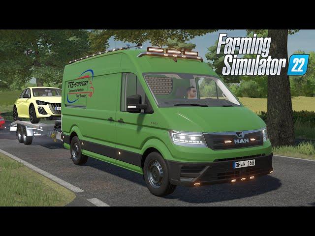 FS22 - MAN TGE 3140 Fleet Support w/ TOW TRAILER - Car mod for Farming Simulator 2022 Roleplay Mods