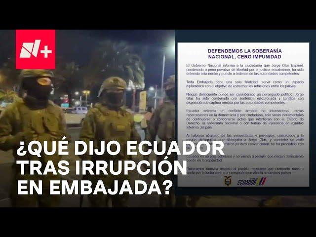 Reacción del gobierno de Ecuador tras ingreso de policías en Embajada de México - En Punto