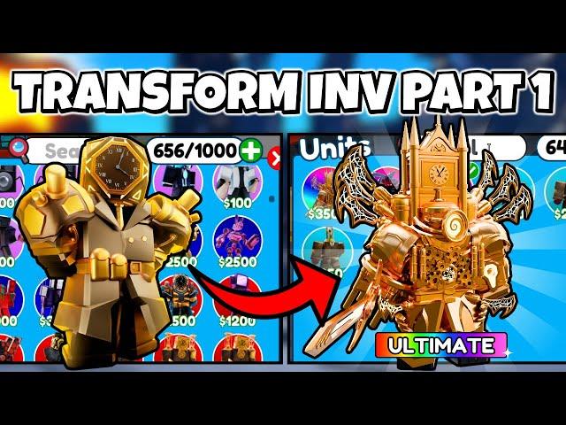 TRANSFORMING MY INVENTORY TO ULTIMATE UPGRADED TITAN CLOCKMAN in Toilet Tower Defense