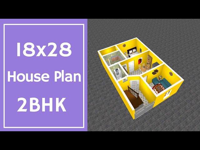 18x28 House Plan 2BHK || 2 Bedrooms House Design || 50 Gaj House Design || 3D Small Home Design