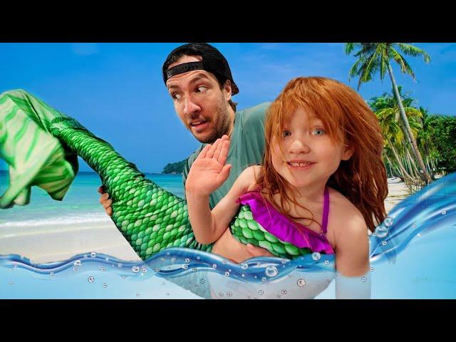 A LOST MERMAiD!!  5 year old Mermaid learns how to be a REAL Kid! Adley magic backyard pool makeover