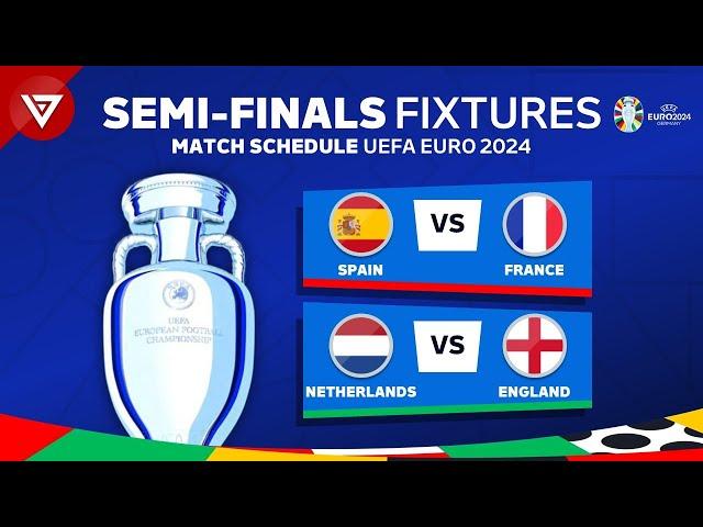  SEMI FINALS UEFA EURO 2024 FIXTURES - Match Schedule EURO 2024 Semi Finals