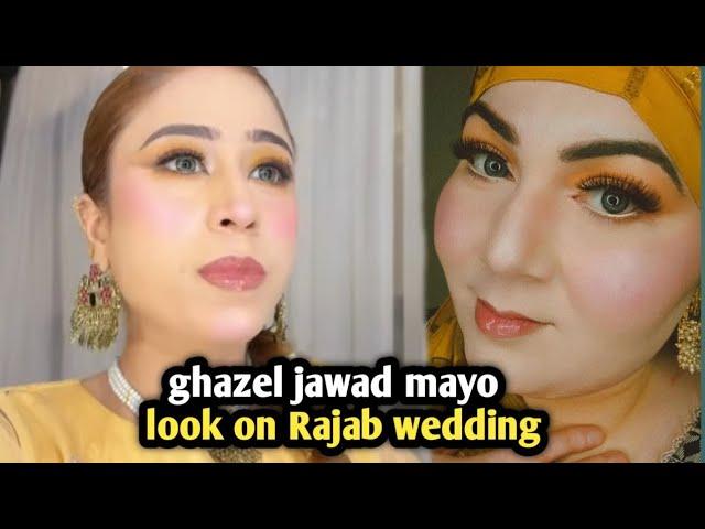 Rajab Bhai Ka Mayoun Ghazel jawad inspired look Mehndi makeup look|Makeup with Yellow Golden Dress