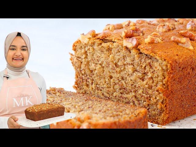 The softest BANANA BREAD recipe I've ever had. Moist banana loaf