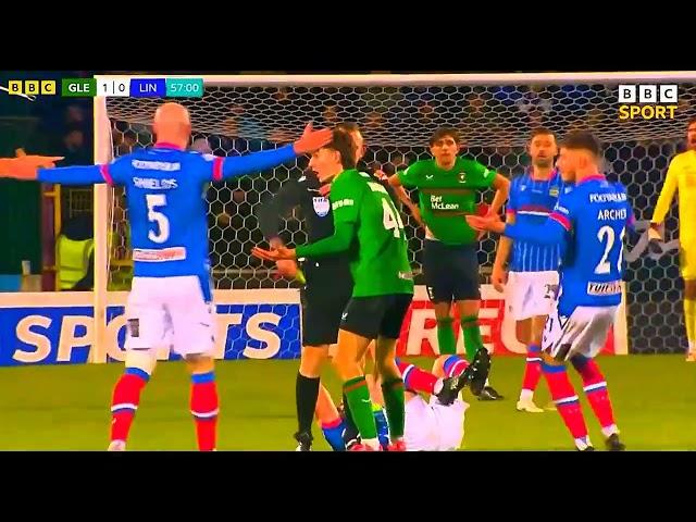 JAMES DOUGLAS SENDING OFF - GLENTORAN V LINFIELD - 2024 IRISH PREMIERSHIP FOOTBALL