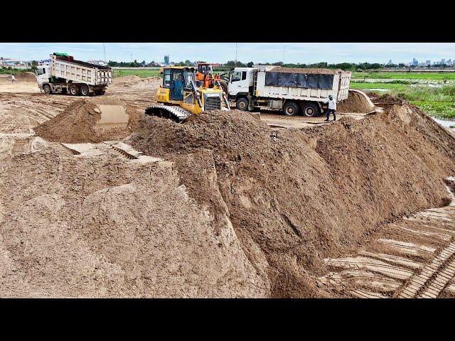 Part 20, Whole Project Nearly Finishing Soon, Dozer & Wheel Loader Move Sand Filling On Water