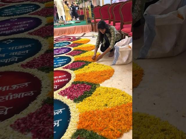 Saptapadi rangoli design | flower rangoli for wedding | #weddingdecor