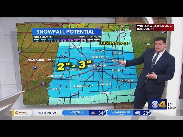 Tracking the snow: CBS4 Indy's noon weather report