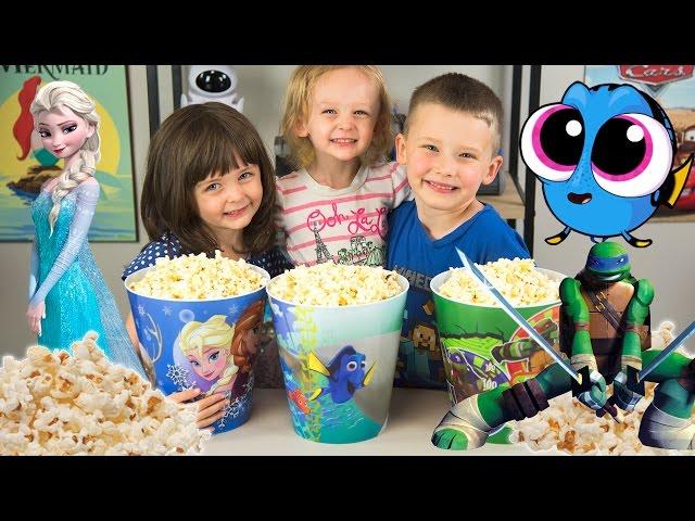 HUGE Popcorn Surprise Bucket Toys Finding Dory Frozen Elsa TMNT Ninja Turtles Kinder Playtime