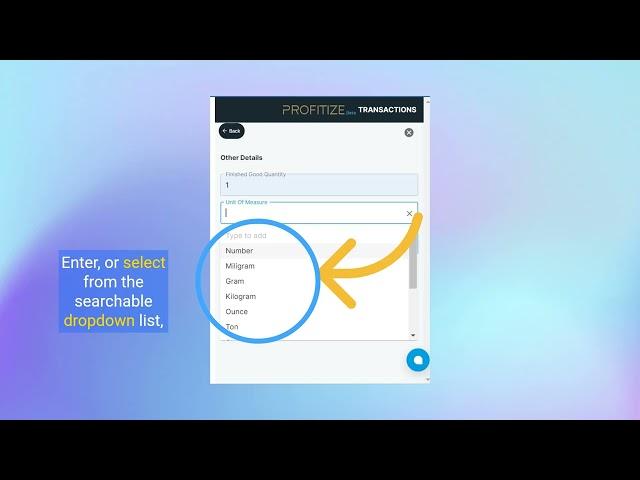 How to manually enter a  returned product  transaction in PROFITIZE