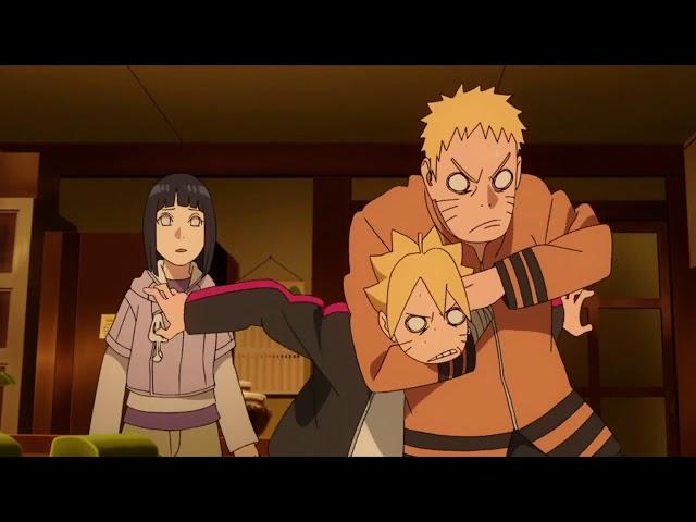 Boruto hits Naruto to check he's not a clone