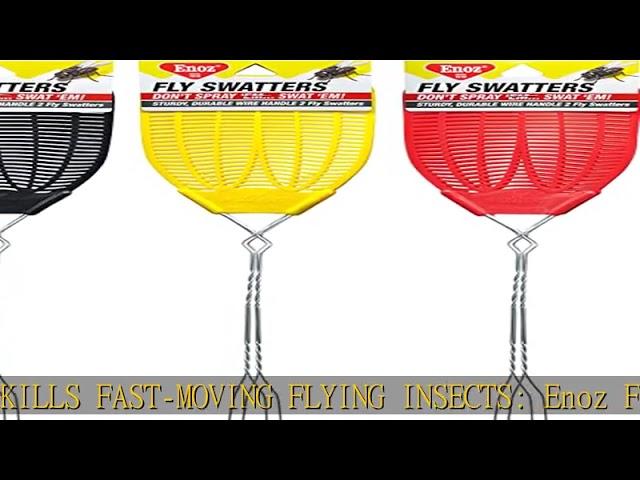 Enoz Plastic Mesh Head Flyswatter with Metal Handle, Assorted Colors, 2 Count (Pack of 3)