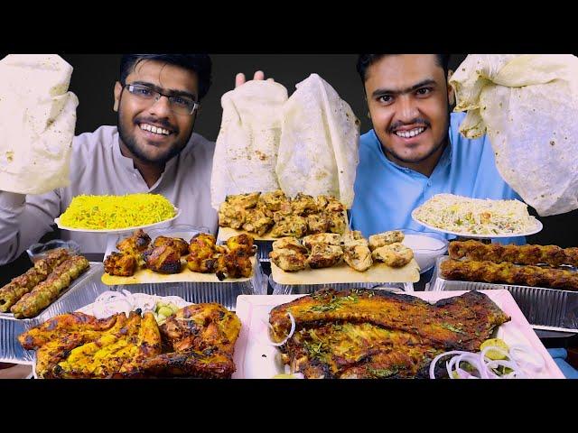 Eating BBQ's Fish, Chicken, Malai boti, Kastori boti, kebab with Rumali Roti | Mukbang Asmr