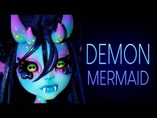 Doll Repaint! ○ Demon Mermaid OOAK Doll ○ Custom Monster High Repaint ○ Sculpture