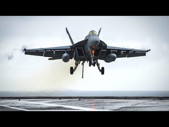 Aircraft Carrier • Flight Operations at Sea, Takeoff and Landing • US Navy Ship