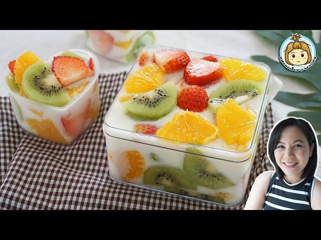 วุ้นผลไม้นมสด ไม่ใส่น้ำตาลทราย วุ้นผลไม้สด Agar Jelly Fruit Cake Recipe | แฟนผมเป็นสาวhealthy