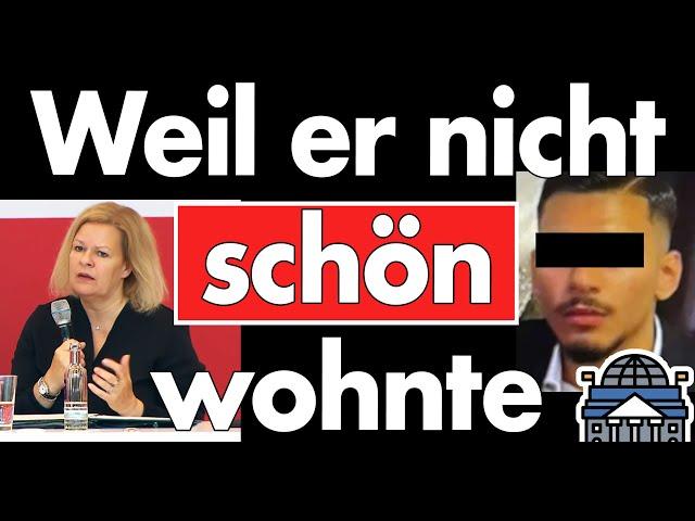 Faeser zu Totschläger: 'Nichtgelungene soziale Integration' - Blind im Beruf. Schämt euch ALLE!